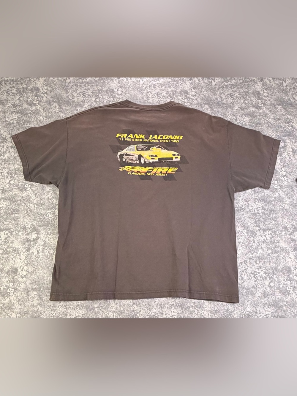 Y2K Frank Iaconio Racing T-Shirt Yellow Car Graphic 3XL